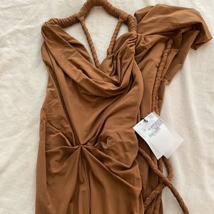 Zara SS21 Toffee limited edition ruched dress.